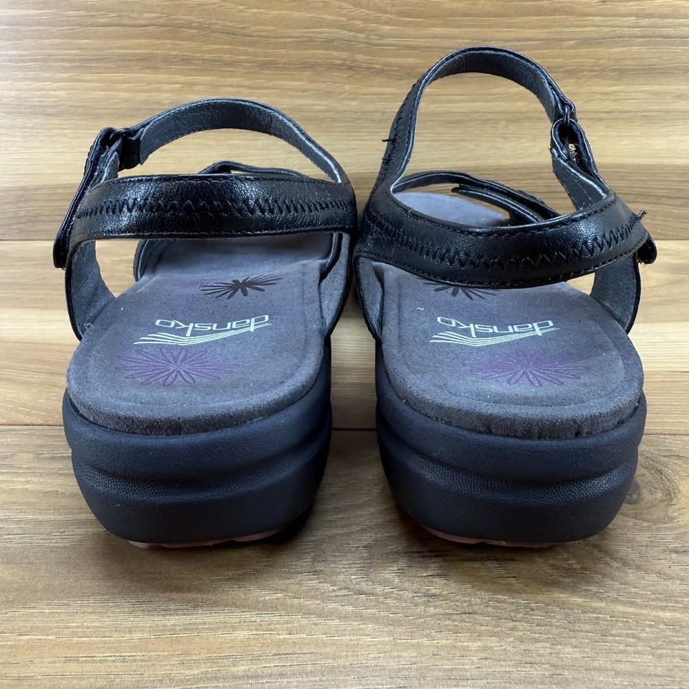 Dansko Iris Sandals 11 EU 41 Black Leather Comfort Ankle Strap Flats - Picture 7 of 12